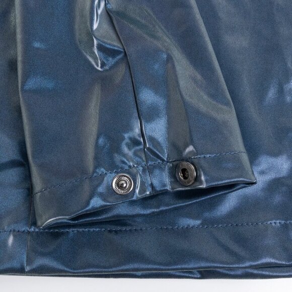 RAINS A-Line Waterproof Hooded Rain Jacket in Sonic Blue Metallic XS - Picture 12 of 15